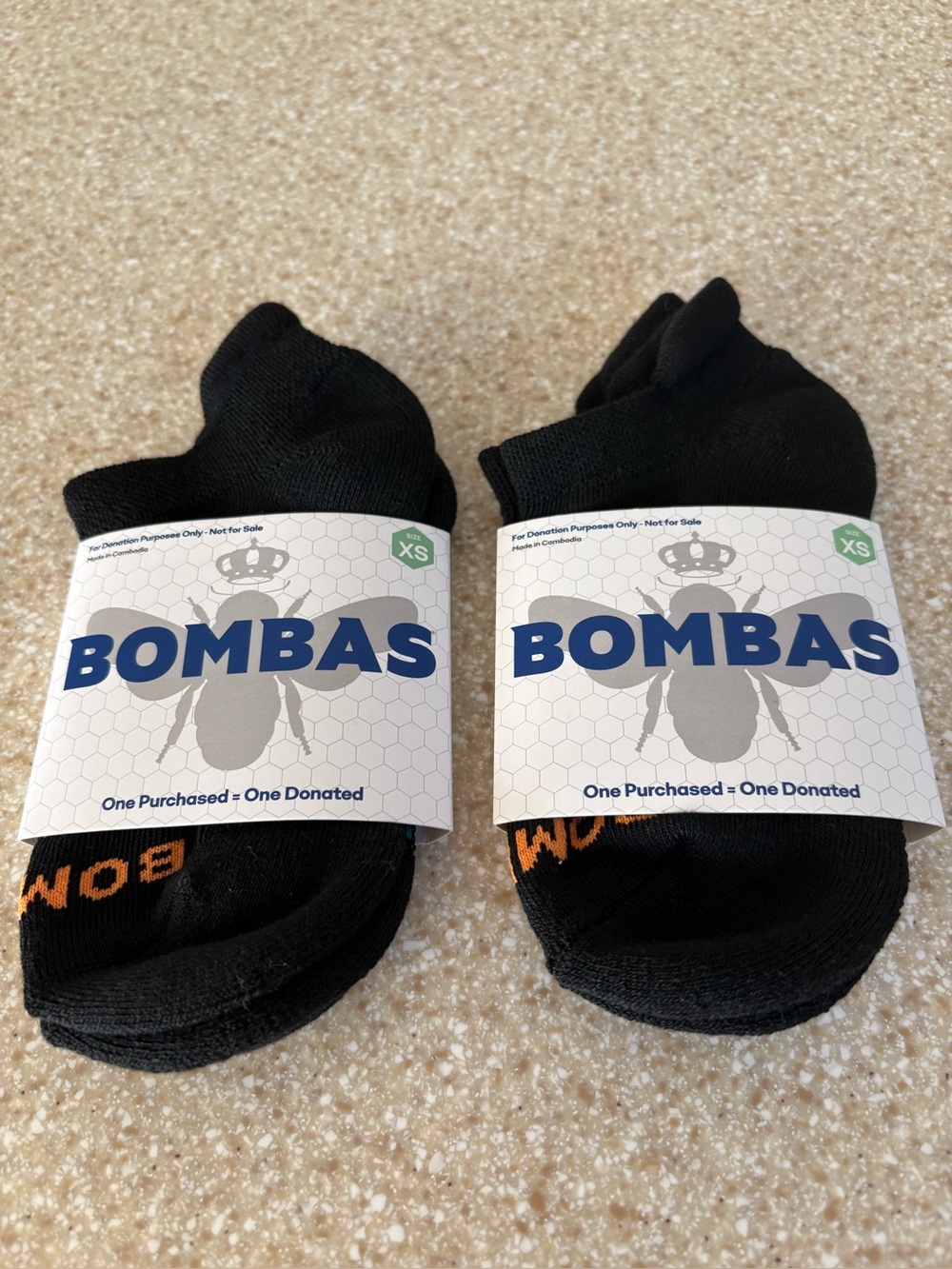 Bombas Black Low-Cut Socks with Orange Logo Accent (2 Pairs)